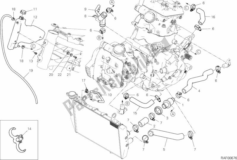 All parts for the Cooling Circuit of the Ducati Multistrada 1260 S Touring 2020